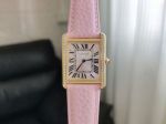 Cartier Pink Litchi-grain Strap 27mm Gold Bezel Women's Watch